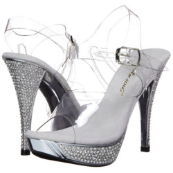 Silver Rhinestone 12 cm ELEGANT-408 Platform High Heeled Sandal