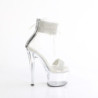 Silver 18 cm PASSION-727RS transparent platform ankle straps high heels