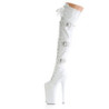 Patent 25,5 cm BEYOND-3028 high heeled thigh high boots with buckles white