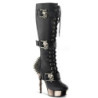 Black Leatherette 14 cm MUERTO-2028 Platform Knee High Goth Boots
