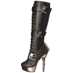 Black Leatherette 14 cm MUERTO-2028 Platform Knee High Goth Boots