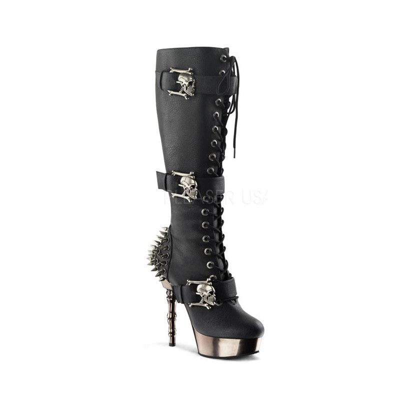 Black 14 cm MUERTO-2028 Chrome Platform Knee Boots
