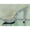 Transparent 13 cm COCKTAIL-501DM Platform High Heel Mules Rhinestone