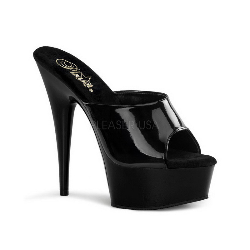 Black Shiny 15,5 cm DELIGHT-601 Platform High Mules