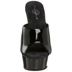 Nero Vernice 15,5 cm DELIGHT-601 Plateau Mules Alte