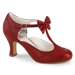 Red 7,5 cm vintage FLAPPER-11 Pinup Pumps Shoes with Low Heels