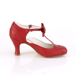 Red 7,5 cm vintage FLAPPER-11 Pinup Pumps Shoes with Low Heels