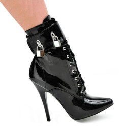 Verniciata 15 cm DOMINA-1023 feticcio stivaletti con tacchi a spillo neri