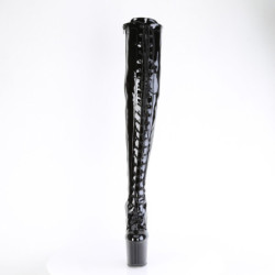 Verniciata 20 cm CRAZE-3023 Heelless overknee stivali pony alto pleaser neri