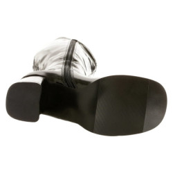 Stivali anni 70 vernice nera 7,5 cm disco stivali sotto il ginocchio