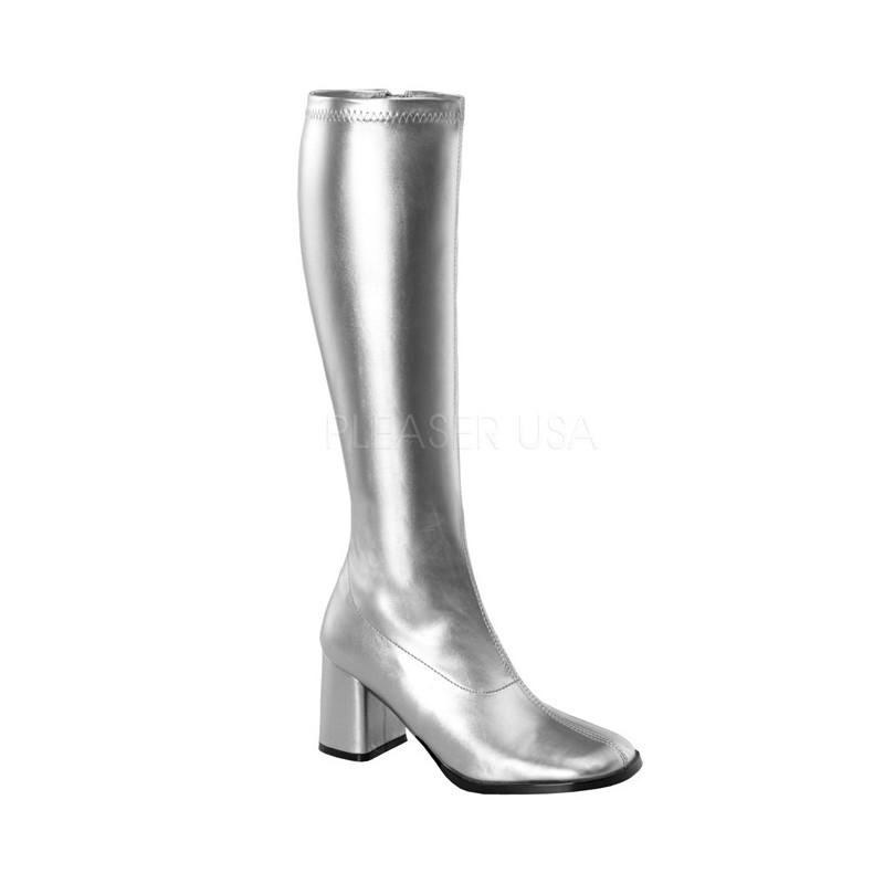 Argento Ecopelle 7,5 cm GOGO-300 Stivali Donna da Uomo