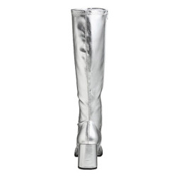 Silver Leatherette 7,5 cm GOGO-300 High Heeled Womens Boots for Men