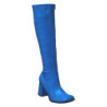 Blue block heel 7,5 cm - 70s years disco gogo kneeboots patent
