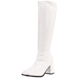 White Shiny 7,5 cm GOGO-300 High Heeled Womens Boots for Men