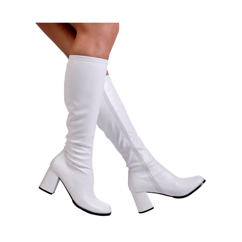 White Leatherette 7,5 cm GOGO-300 High Heeled Womens Boots for Men