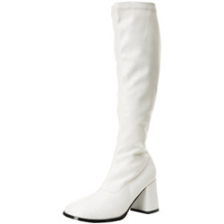 White Leatherette 7,5 cm GOGO-300 High Heeled Womens Boots for Men