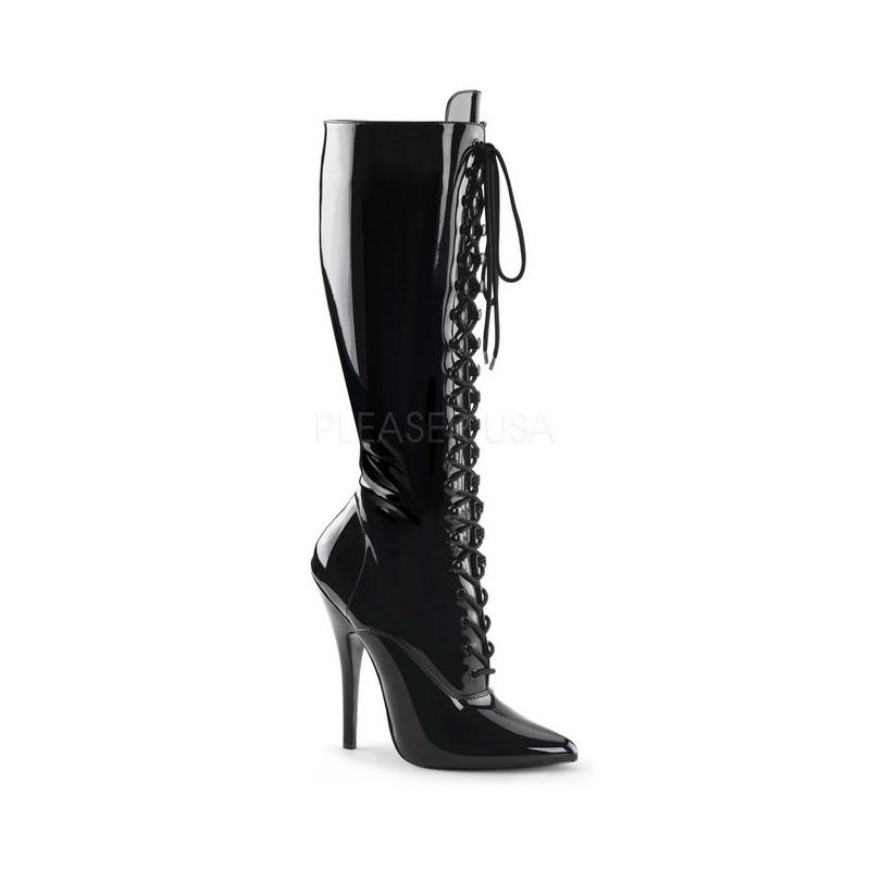 Black Shiny 15 cm DOMINA-2020 High Heeled Womens Boots for Men