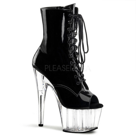 Nero Trasparente 18 cm ADORE-1021 stivaletti con plateau suola donna