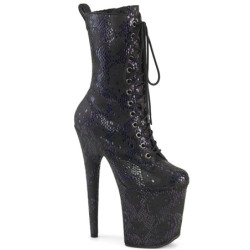 1040SPF - 20 cm pleaser high heels ankle boots Snake pattern black