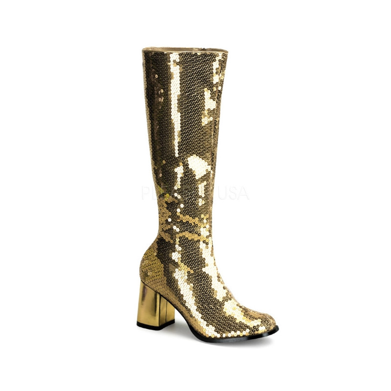 Gold Sequins 8 cm SPECTACUL-300SQ Womens Boots for Men