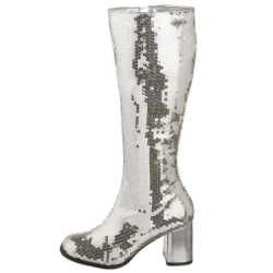 Silver Sequins 8 cm SPECTACUL-300SQ Womens Boots for Men