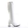 White Leatherette 7,5 cm GOGO-300WC knee high women's boots wide calf