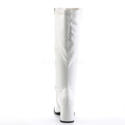 White Leatherette 7,5 cm GOGO-300WC knee high women's boots wide calf