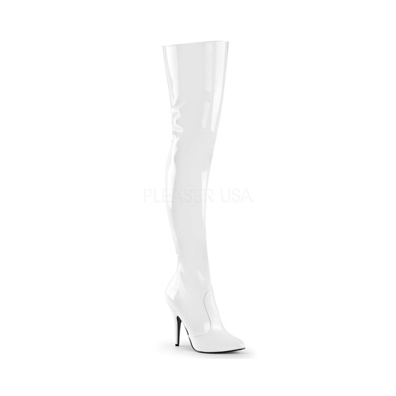White Shiny 13 cm SEDUCE-3010 Thigh High Boots for Men