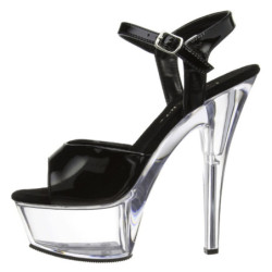 Nero Trasparente 15 cm Pleaser KISS-209 Plateau Tacchi Alti a Spillo