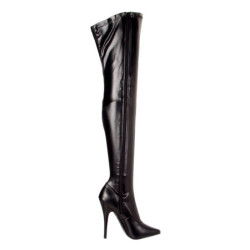 Black Leatherette 15 cm DOMINA-3000 Thigh High Boots for Men