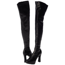 Black Leatherette 13 cm ELECTRA-3000Z Thigh High Boots for Men