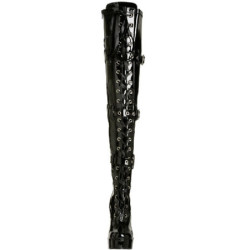 Black Shiny 13 cm ELECTRA-3028 Thigh High Boots for Men