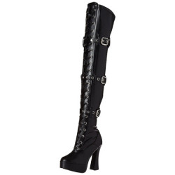 Black Leatherette 13 cm ELECTRA-3028 High Heeled Overknee Boots