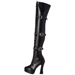 Black Leatherette 13 cm ELECTRA-3028 High Heeled Overknee Boots