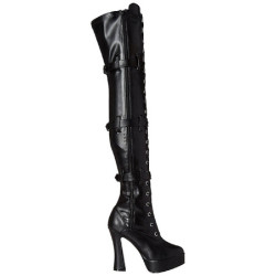 Black Leatherette 13 cm ELECTRA-3028 High Heeled Overknee Boots