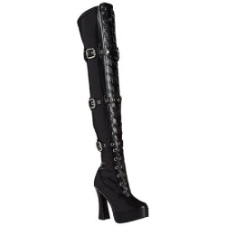 Black Leatherette 13 cm ELECTRA-3028 High Heeled Overknee Boots