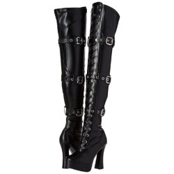 Black Leatherette 13 cm ELECTRA-3028 High Heeled Overknee Boots