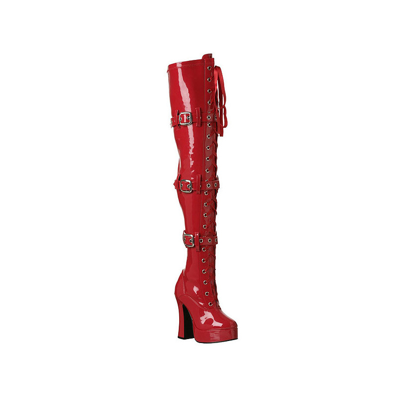 Red Shiny 13 cm ELECTRA-3028 High Heeled Overknee Boots