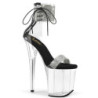 Black 20 cm FLAMINGO-827RS transparent platform ankle straps high heels