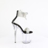 Black 20 cm FLAMINGO-827RS transparent platform ankle straps high heels
