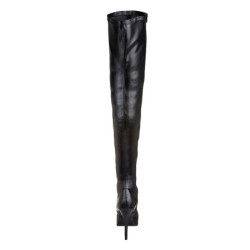 Black Leatherette 13,5 cm INDULGE-3000 Thigh High Boots for Men