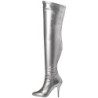 Silver Leatherette 13 cm SEDUCE-3000 Thigh High Boots for Men