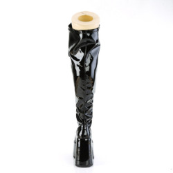 Patent 13 cm goth thigh high stretch overknee boots wide calf