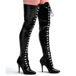 Verniciata neri 13 cm SEDUCE-3024 stivali alti sopra il ginocchio da uomo
