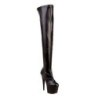 Black Leatherette 18 cm ADORE-3000 High Heeled Overknee Boots