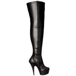 Black Leatherette 15,5 cm DELIGHT-3000 High Heeled Overknee Boots