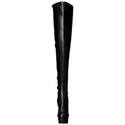 Black Leatherette 15,5 cm DELIGHT-3000 High Heeled Overknee Boots