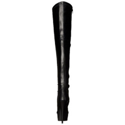 Black Leatherette 15,5 cm DELIGHT-3000 High Heeled Overknee Boots