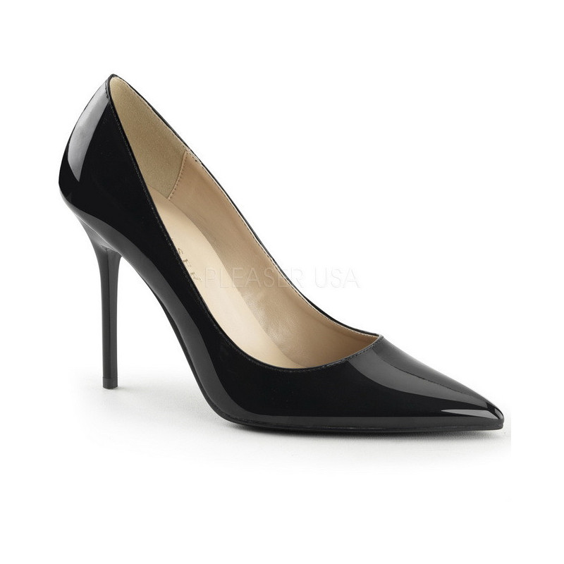 Black Shiny 10 cm CLASSIQUE-20 pointed toe stiletto pumps