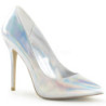 Silver Leatherette 13 cm AMUSE-20 pointed toe stiletto pumps